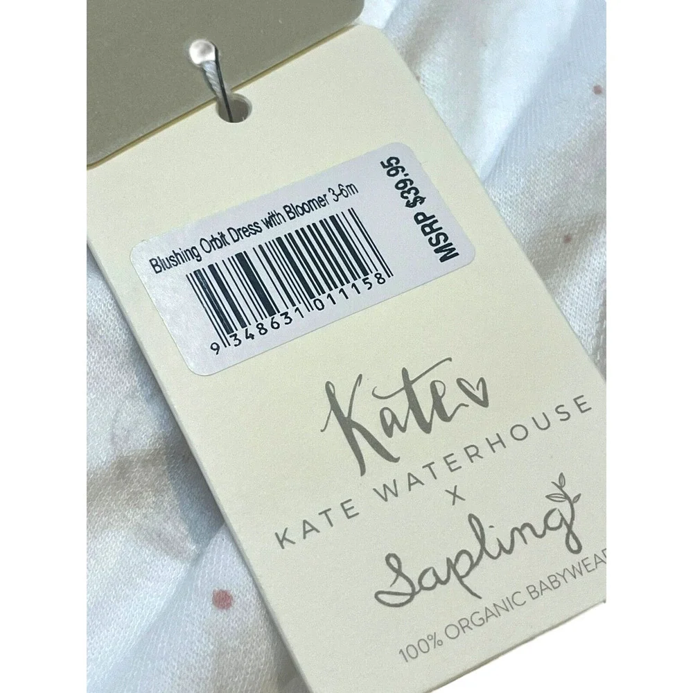 Kate Waterhouse Sapling Girls Blushing Orbit Dress Organic Cotton Size 3-6M NWT